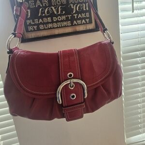 Coach Red Soho Y2K Buckle Flap Shoulder Bag. EUC